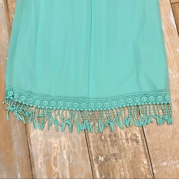 Jodi Kristopher Dress Sleeveless Mint Green Fringe - Picture 12 of 16